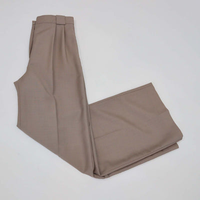 Fendi Beige Wool Blend Pleated Wide-Leg Trousers