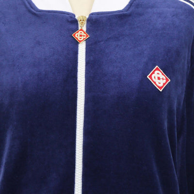Casablanca Navy Blue,White Velvet Laurel Zip Track Jacket