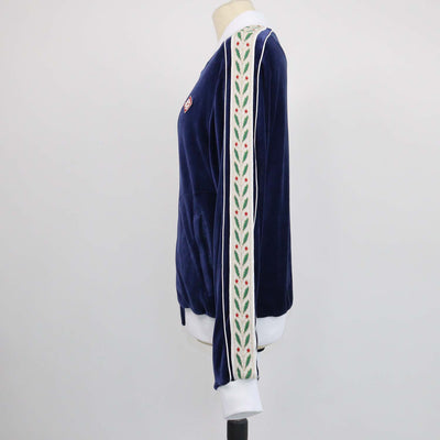Casablanca Navy Blue,White Velvet Laurel Zip Track Jacket