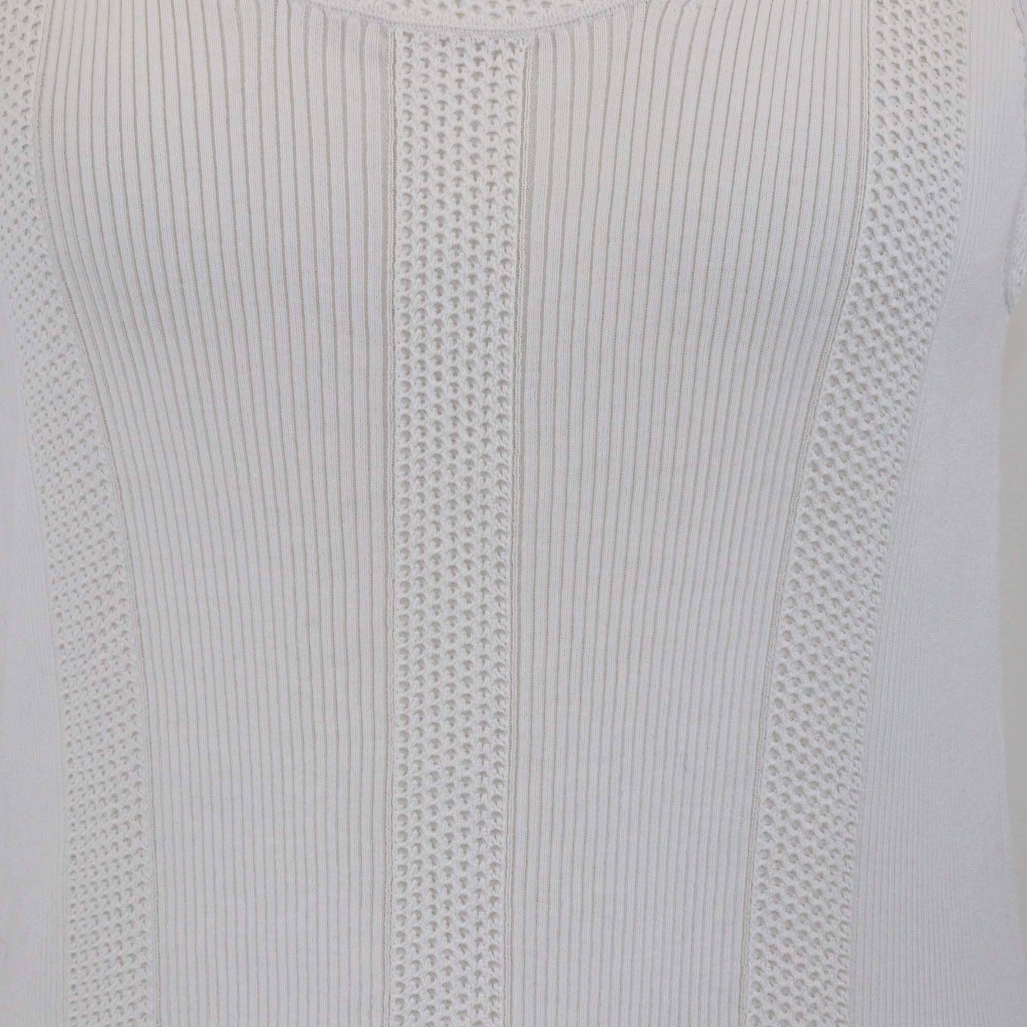 Chanel White Cotton Knit Sleeveless Tank Top Womens Chanel 