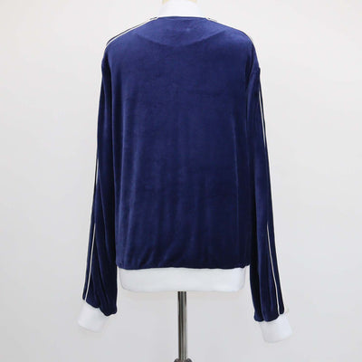 Casablanca Navy Blue,White Velvet Laurel Zip Track Jacket