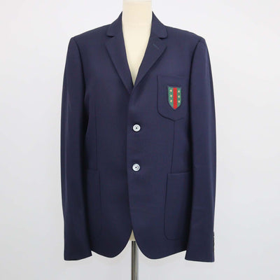 Gucci Navy Blue Blend Fabric Pocket Emblem Embroidered Single Breasted Blazer