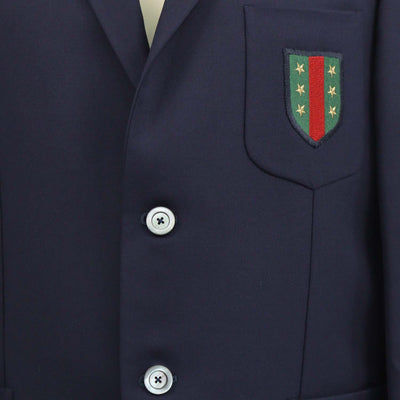 Gucci Navy Blue Blend Fabric Pocket Emblem Embroidered Single Breasted Blazer