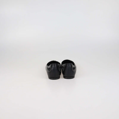 Bottega Veneta Black Smooth Leather Cut Out Flats