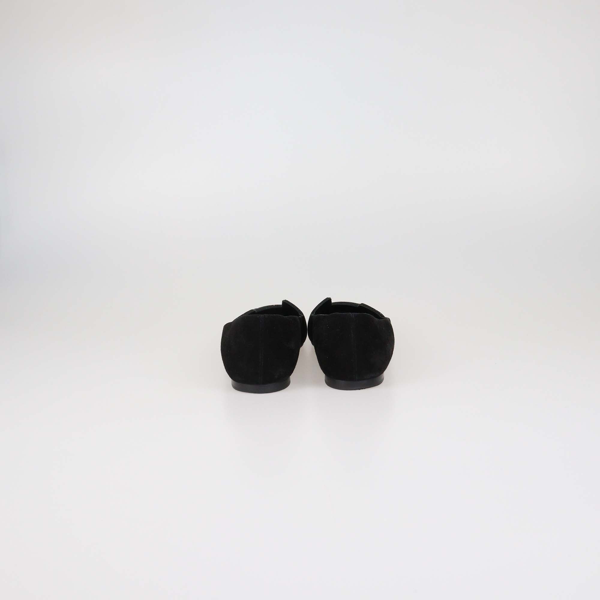 Hermes Black Suede Crystal Powder Nice Ballet Flats