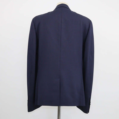 Gucci Navy Blue Blend Fabric Pocket Emblem Embroidered Single Breasted Blazer