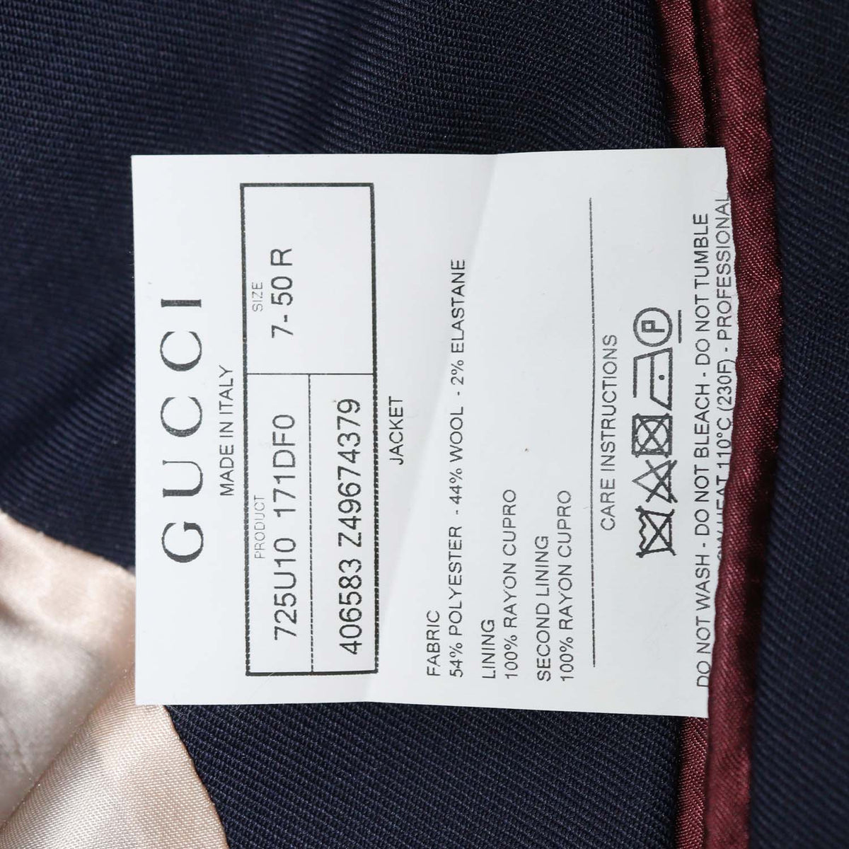 Gucci Navy Blue Blend Fabric Pocket Emblem Embroidered Single Breasted Blazer