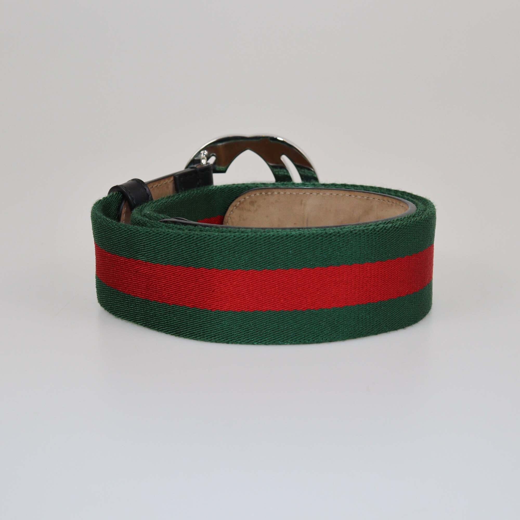 Gucci Green Web Interlocking G Buckle Belt Mens Gucci 