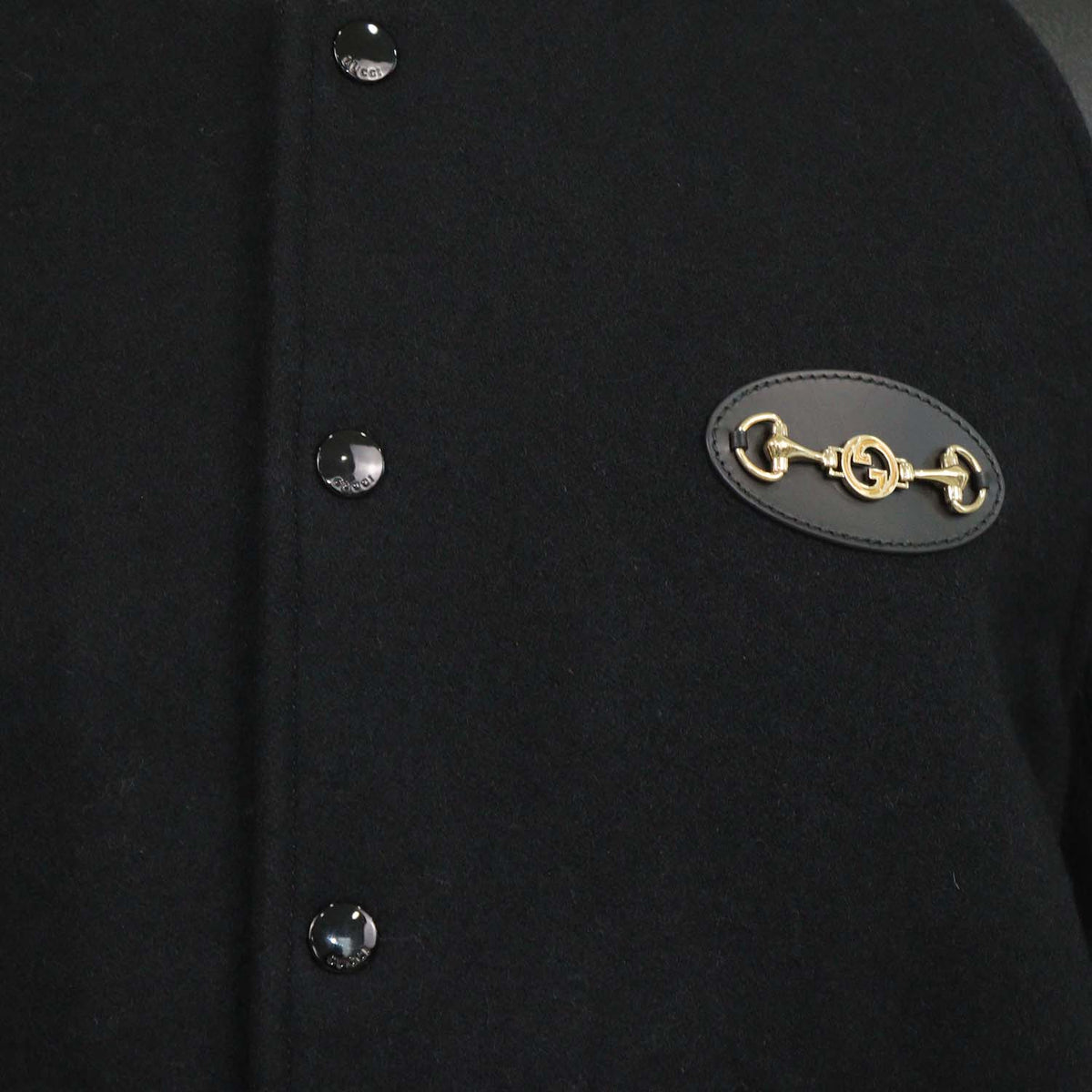 Gucci Black Blend Fabric and Leather Horsebit Bomber Jacket