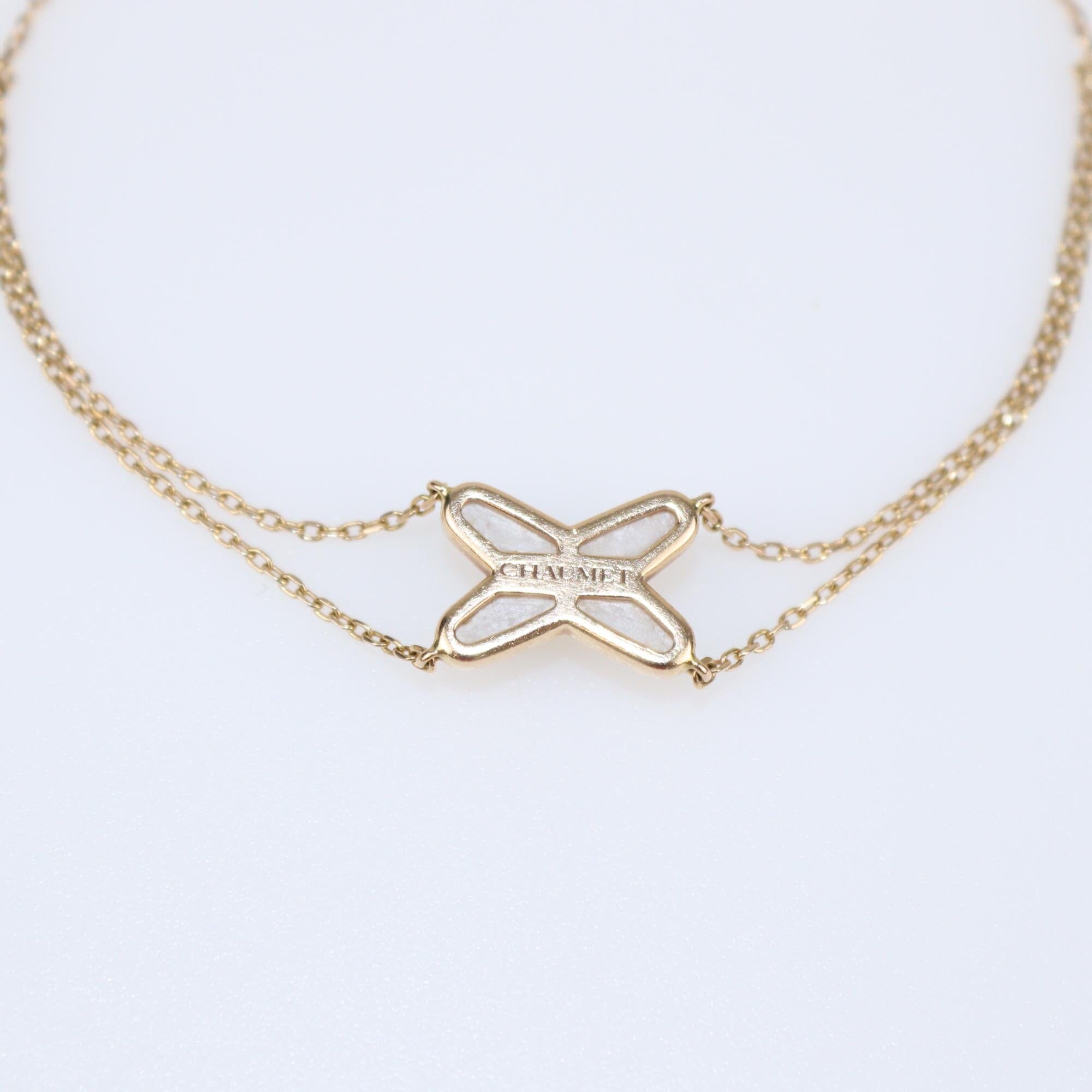 Chaumet Yellow Gold Jeux de Liens Diamond Mother of Pearl Bracelet Womens Chaumet 