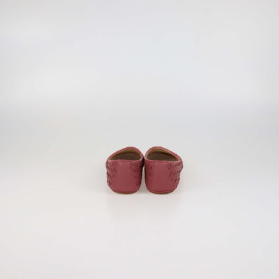 Bottega Veneta Dark Pink Intrecciato Leather Ballet Flats