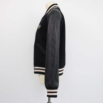 Gucci Black Blend Fabric and Leather Horsebit Bomber Jacket