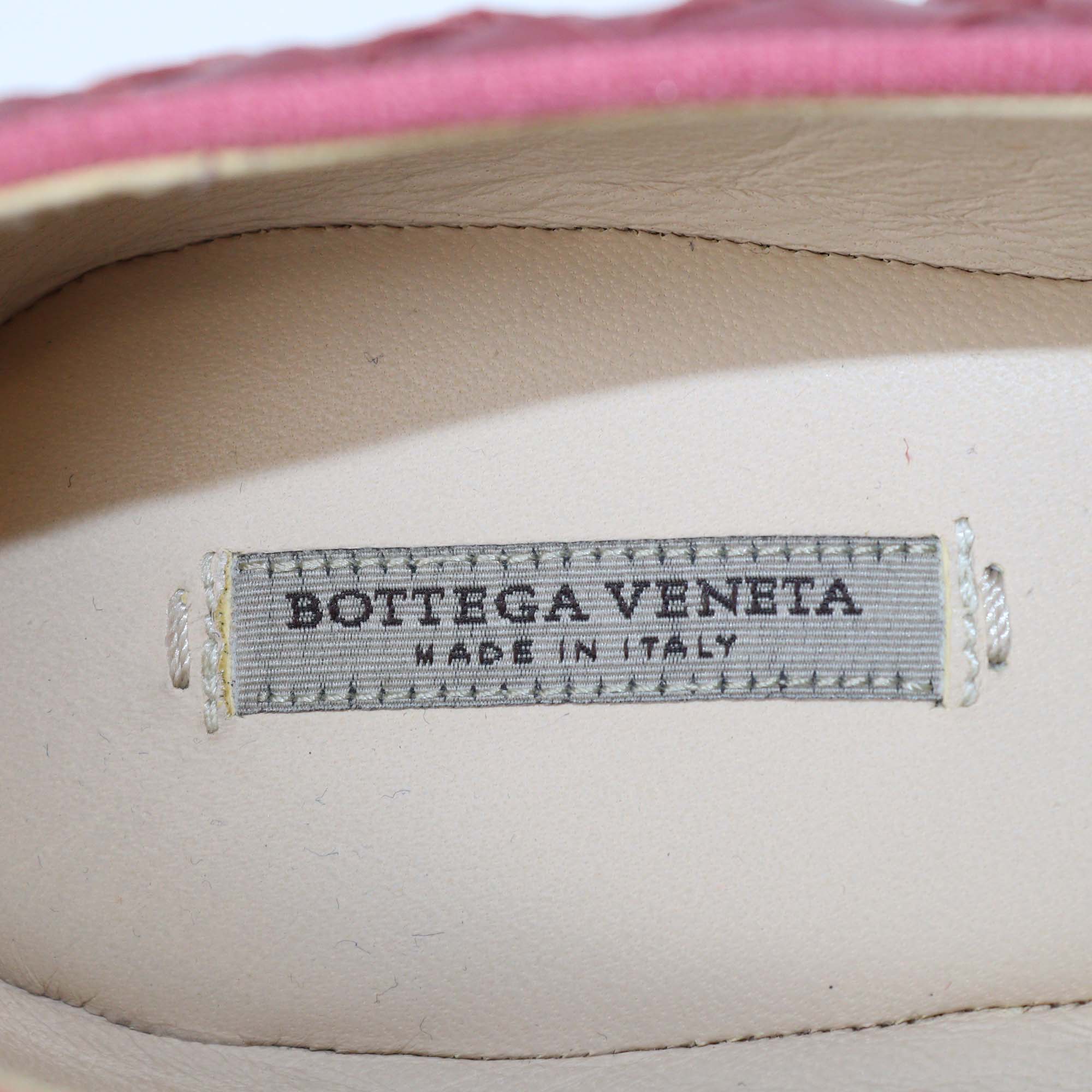 Bottega Veneta Dark Pink Intrecciato Leather Ballet Flats