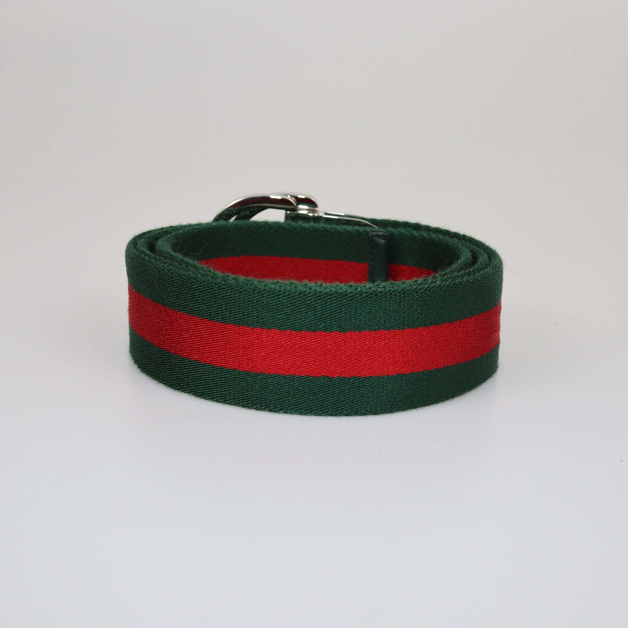 Gucci Green Web Buckle Belt Mens Gucci 