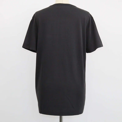 Burberry Black Cotton Logo Embroidered V Neck T-Shirt