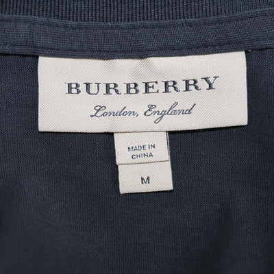 Burberry Black Cotton Logo Embroidered V Neck T-Shirt