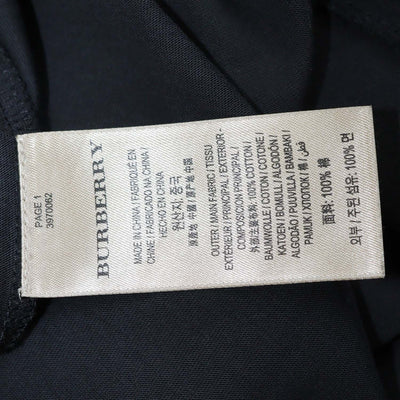 Burberry Black Cotton Logo Embroidered V Neck T-Shirt