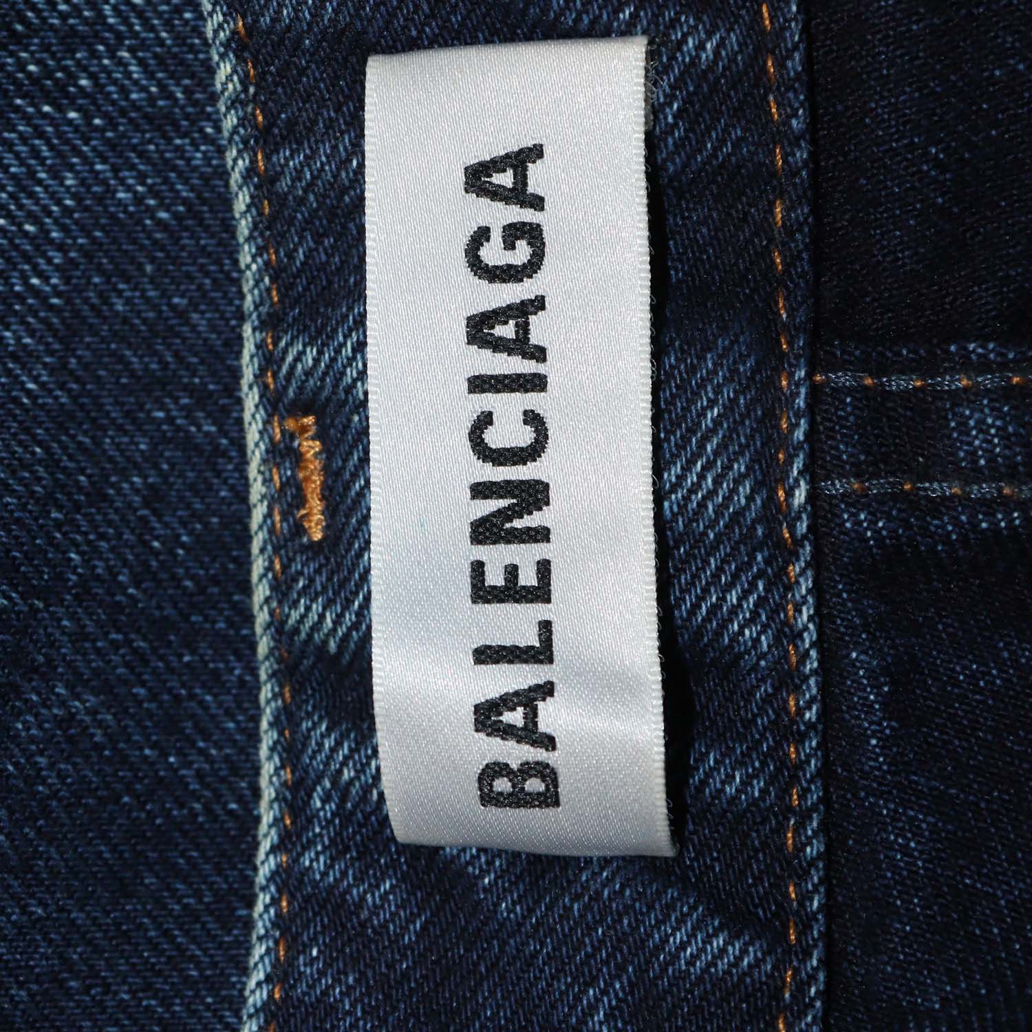 Balenciaga Blue Denim Distressed Wide Leg Jeans