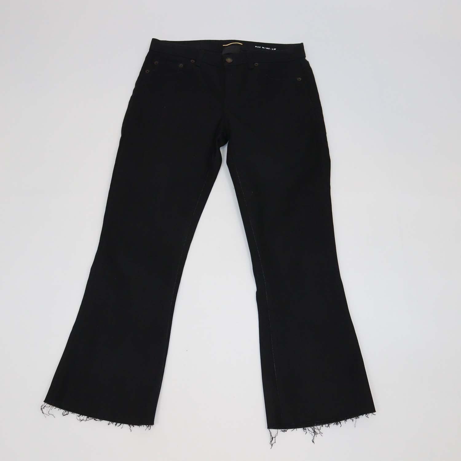 Saint Laurent Black Cotton Blend Cut-Off Bootcut Jeans