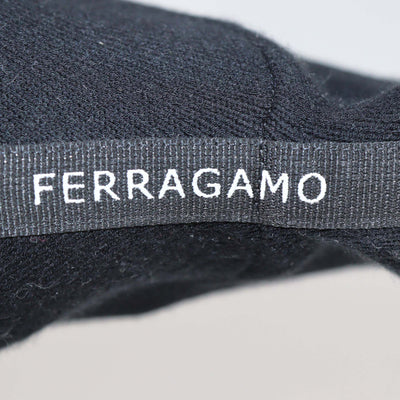 Salvatore Ferragamo Black Knitted Fabric Block Heel Booties