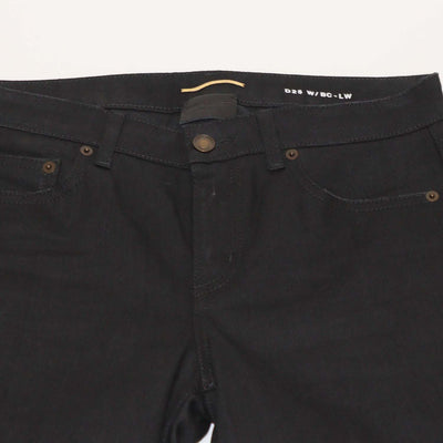 Saint Laurent Black Cotton Blend Cut-Off Bootcut Jeans