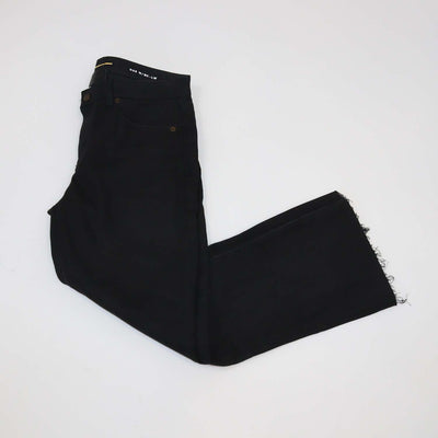Saint Laurent Black Cotton Blend Cut-Off Bootcut Jeans
