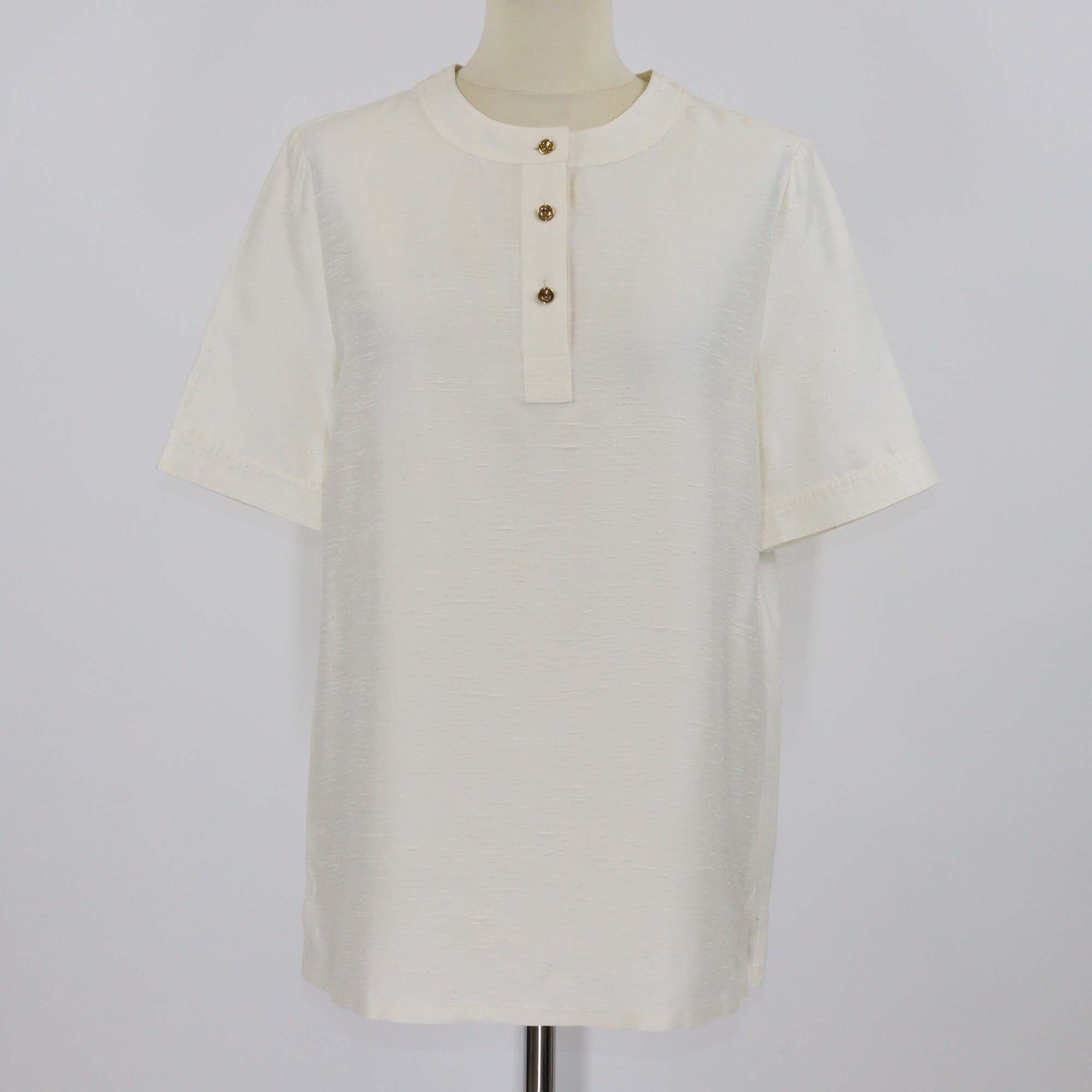 Loro Piana Cream Silk Jadyn Short Sleeve Shirt Womens Loro Piana 