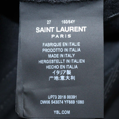 Saint Laurent Black Cotton Blend Cut-Off Bootcut Jeans