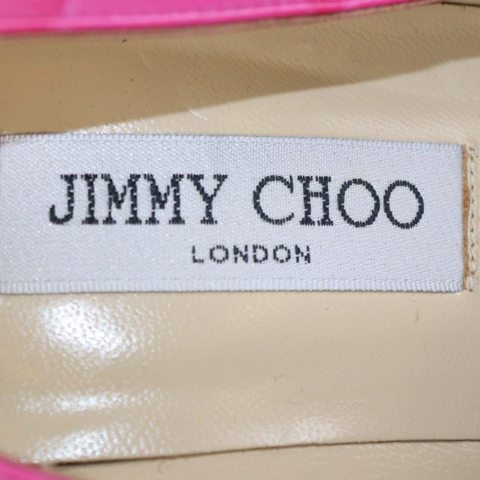 Jimmy Choo Pink Croc Embossed Leather Pumps
