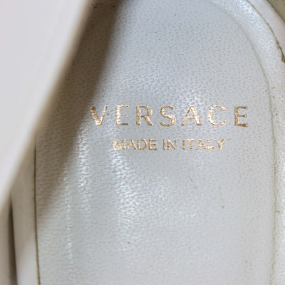 Versace White Leather Medusa Pointed Toe Pumps
