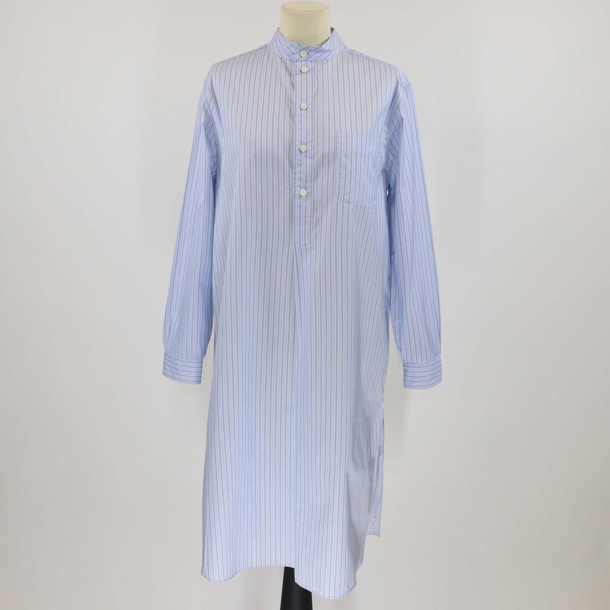 Loro Piana Blue Cotton Catlin Stripe Long Sleeve Tunic Dress Womens Loro Piana 