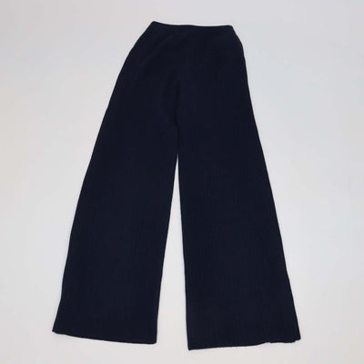Loro Piana Navy Cashmere Drawstring Button Wide Leg Sweatpants