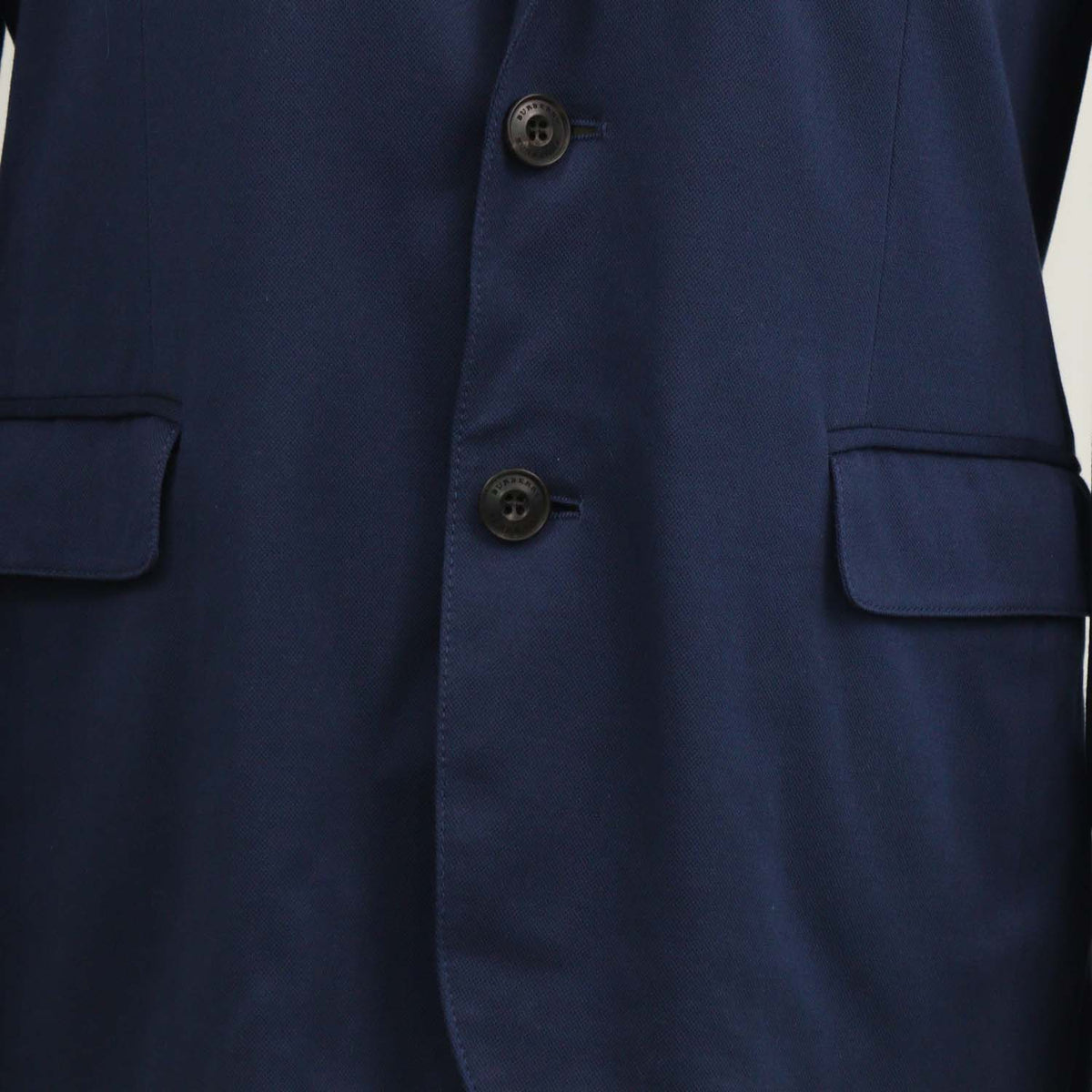 Burberry Navy Blue Cotton Single Breasted Blazer