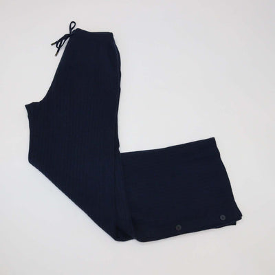 Loro Piana Navy Cashmere Drawstring Button Wide Leg Sweatpants