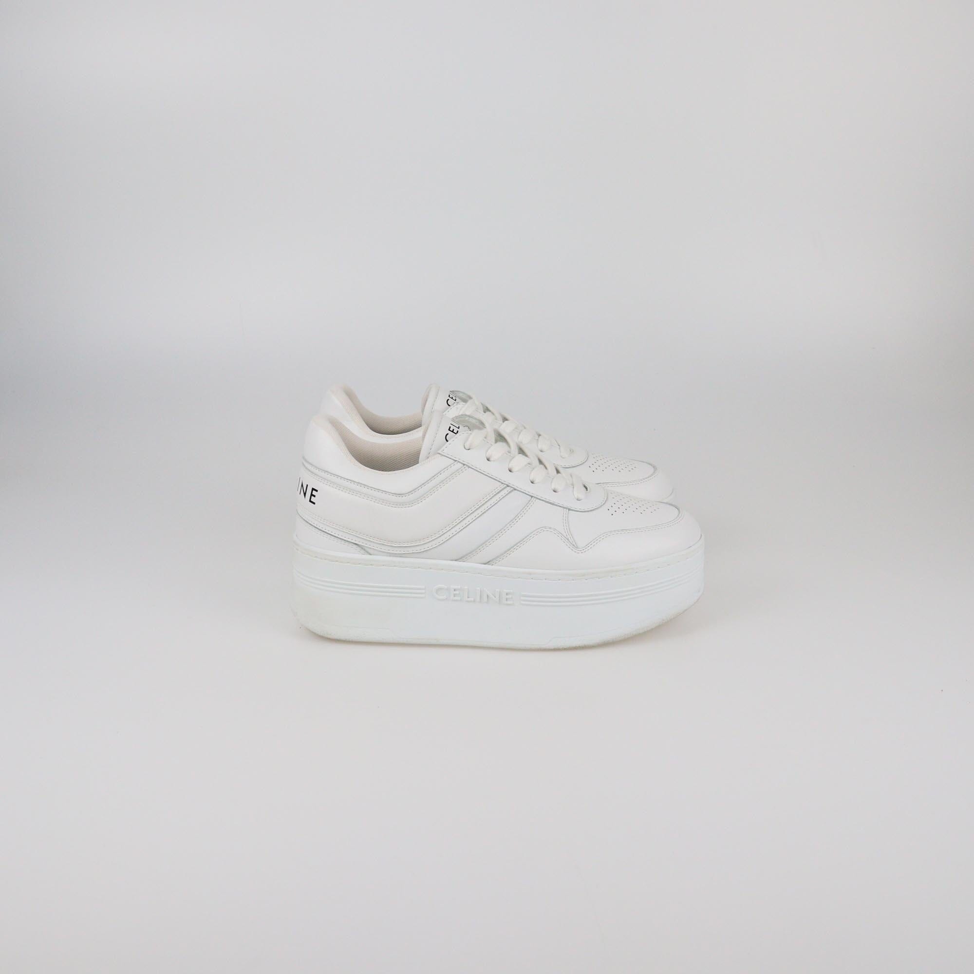 Celine White Wedge Block Sneakers Womens Celine 