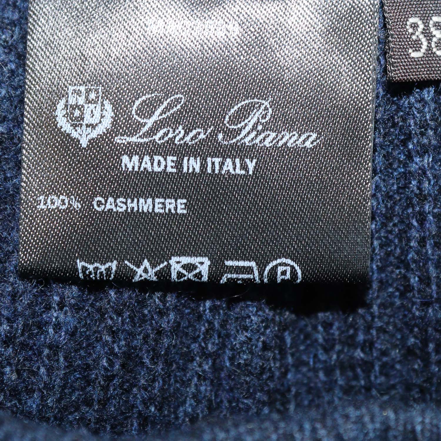 Loro Piana Navy Cashmere Drawstring Button Wide Leg Sweatpants
