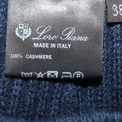 Loro Piana Navy Cashmere Drawstring Button Wide Leg Sweatpants
