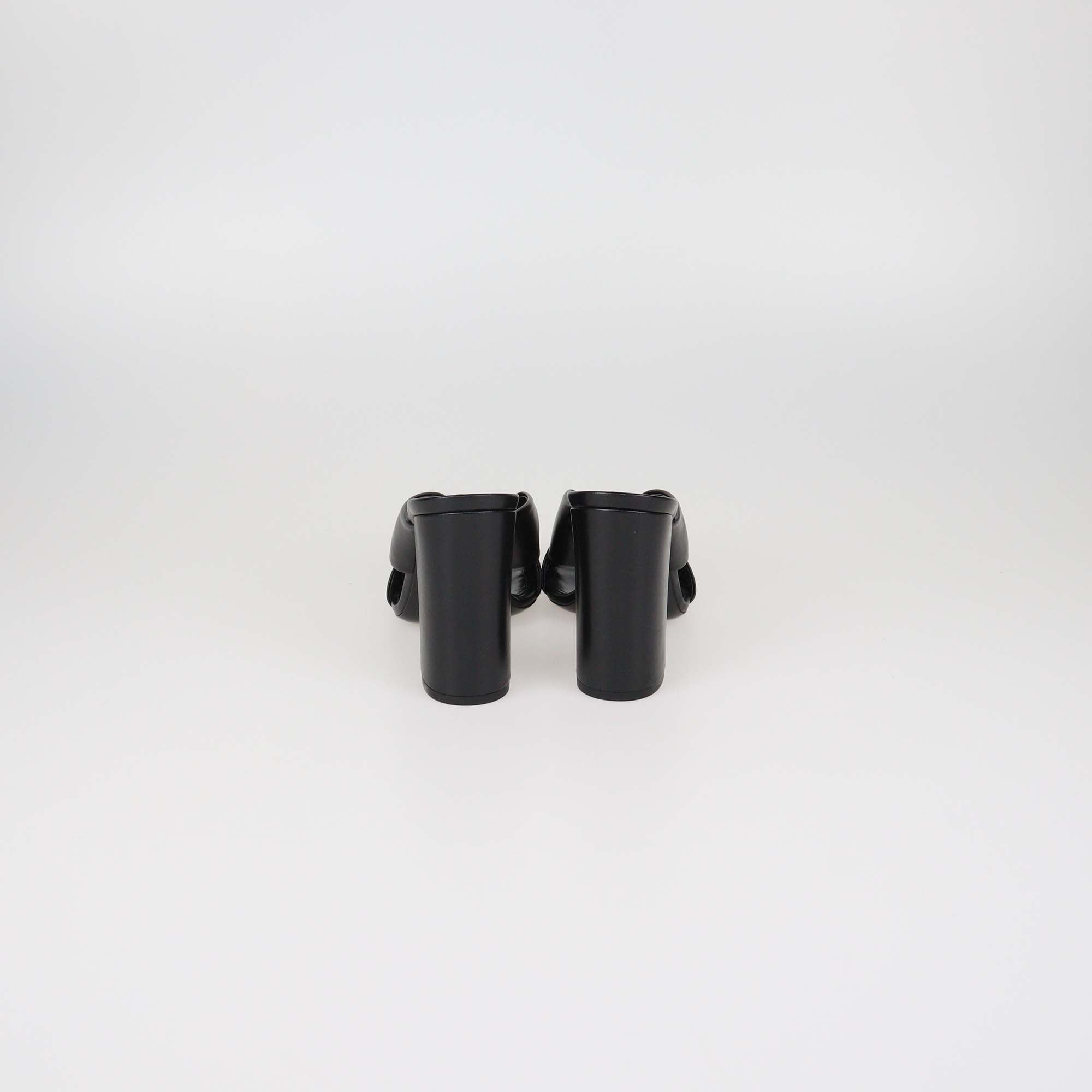 Saint Laurent Black Leather Bianca Knotted Slide Mules