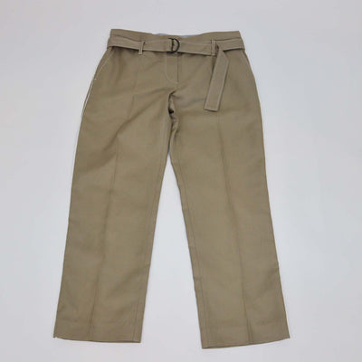 Brunello Cucinelli Beige Linen Blend Belted Straight Leg Pants