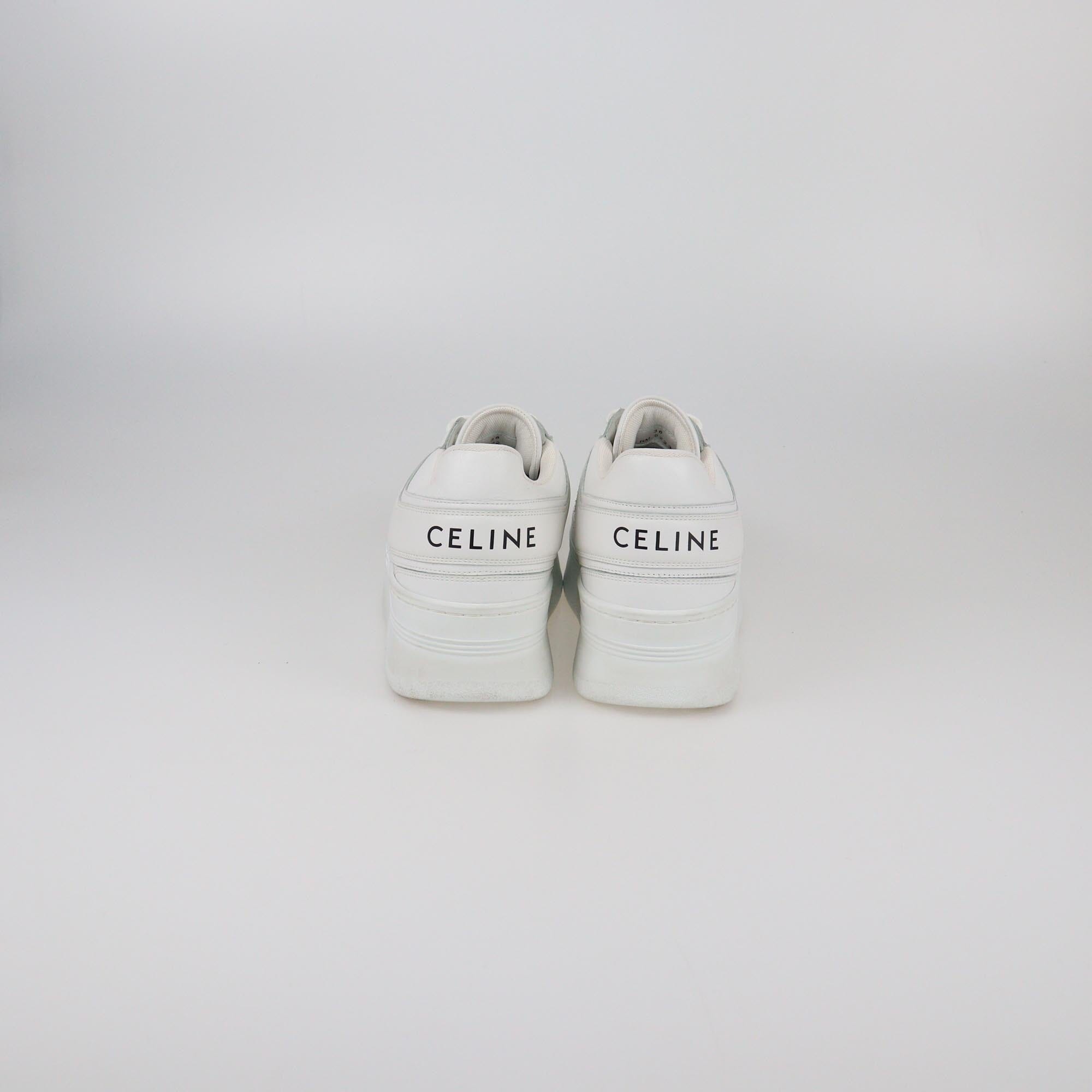 Celine White Wedge Block Sneakers Womens Celine 