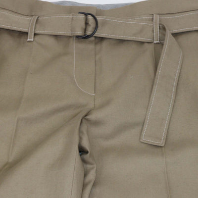 Brunello Cucinelli Beige Linen Blend Belted Straight Leg Pants