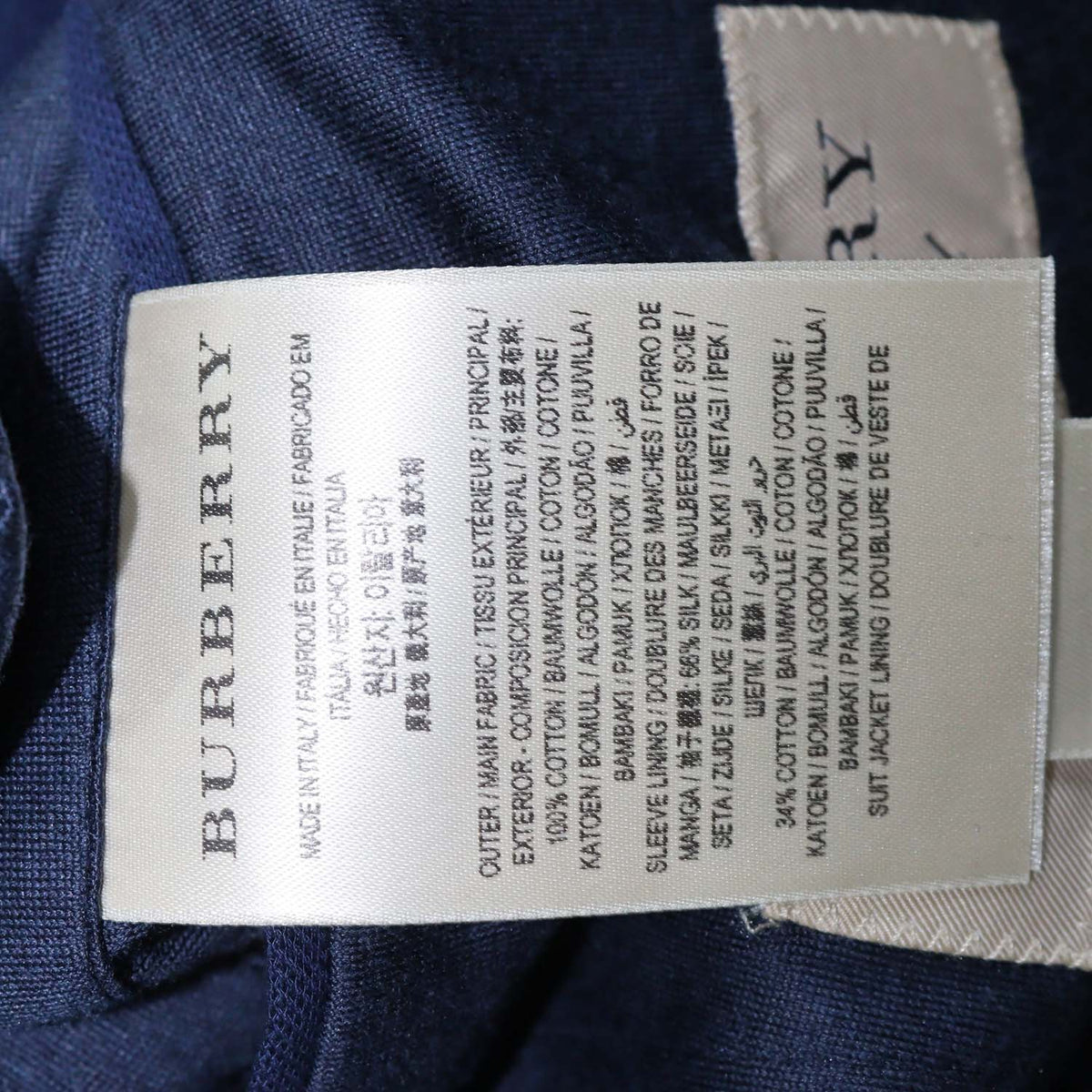 Burberry Navy Blue Cotton Single Breasted Blazer