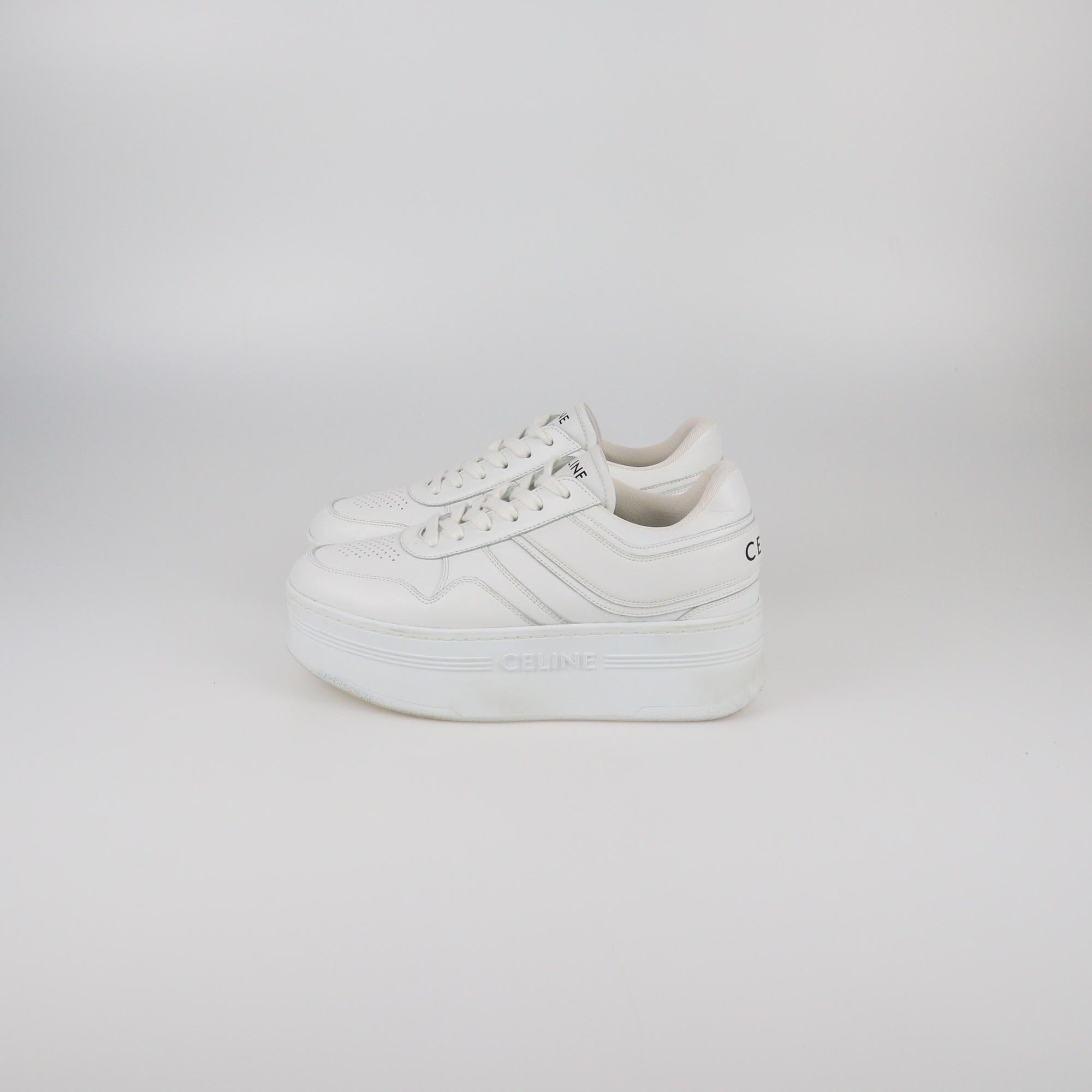 Celine White Wedge Block Sneakers Womens Celine 