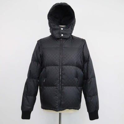 Gucci Black GG Nylon Detachable Sleeve and Hoodie Down Jacket/Vest