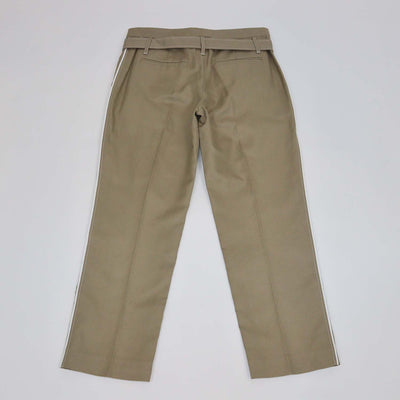 Brunello Cucinelli Beige Linen Blend Belted Straight Leg Pants