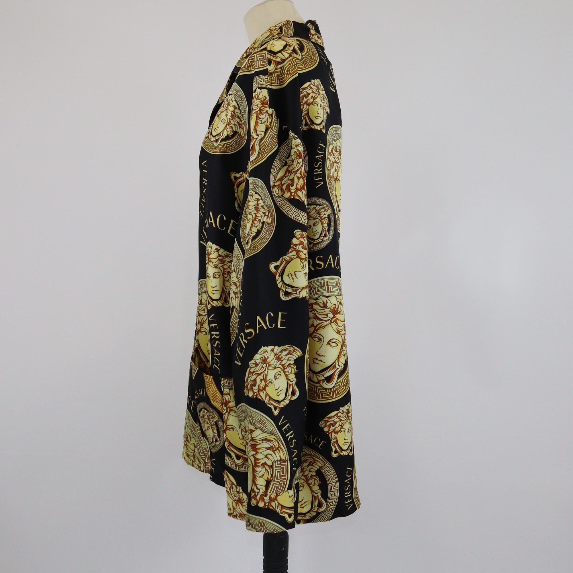 Versase Black/Yellow Medusa Amplified Print Long Sleeve Shirt Mens Versace 