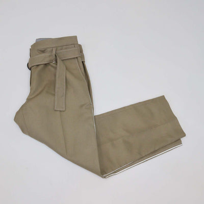 Brunello Cucinelli Beige Linen Blend Belted Straight Leg Pants