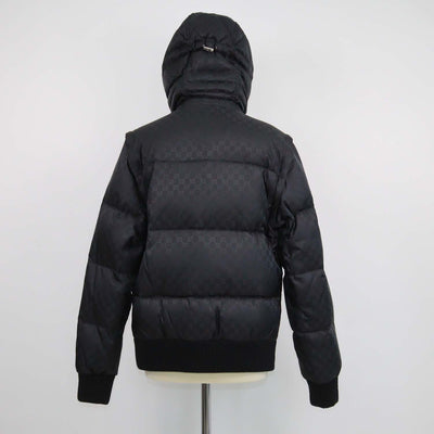 Gucci Black GG Nylon Detachable Sleeve and Hoodie Down Jacket/Vest