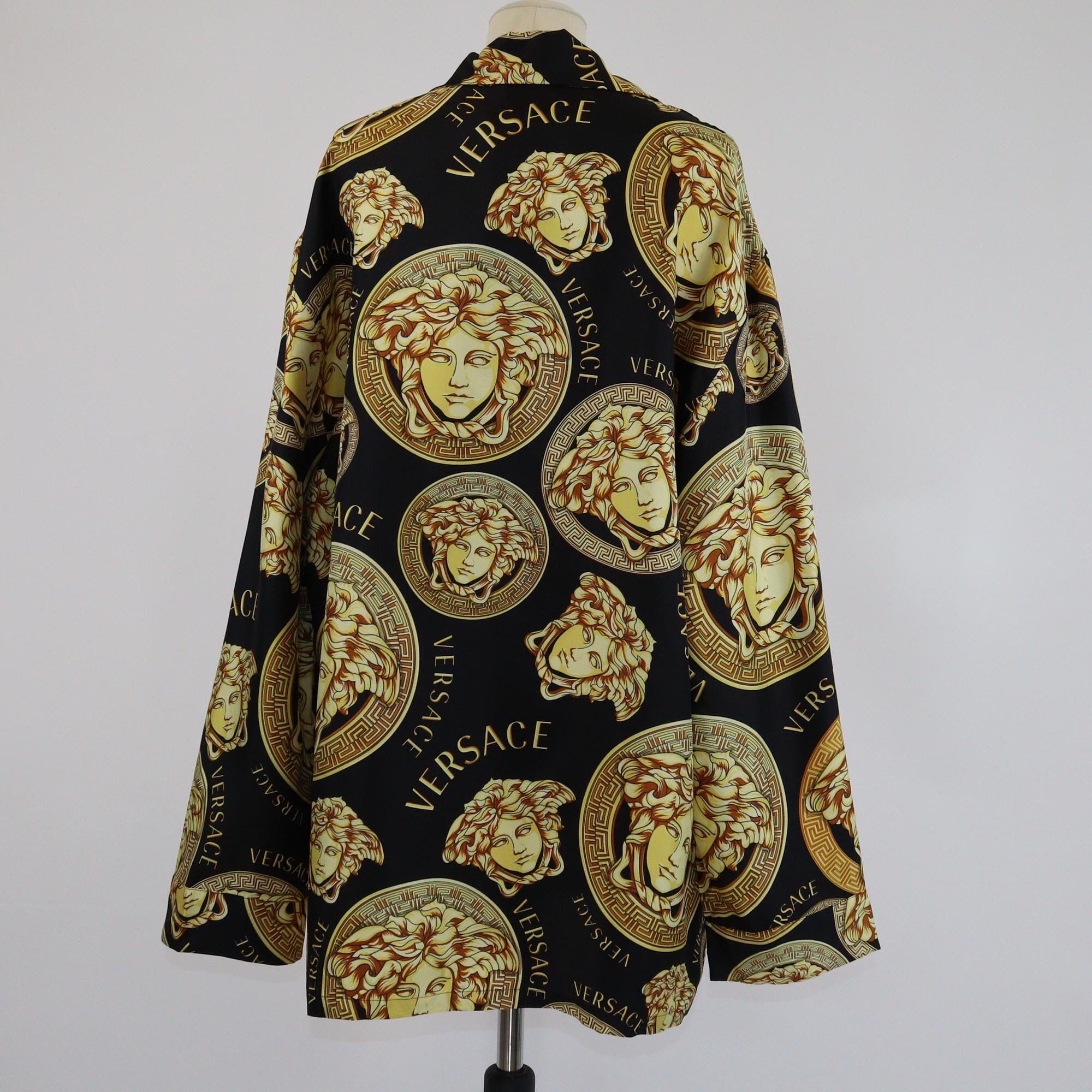 Versase Black/Yellow Medusa Amplified Print Long Sleeve Shirt Mens Versace 