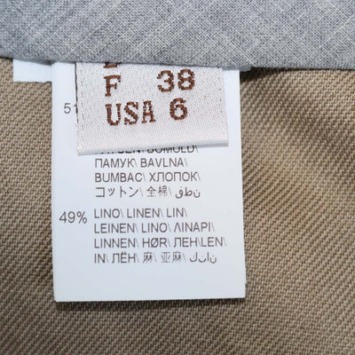 Brunello Cucinelli Beige Linen Blend Belted Straight Leg Pants